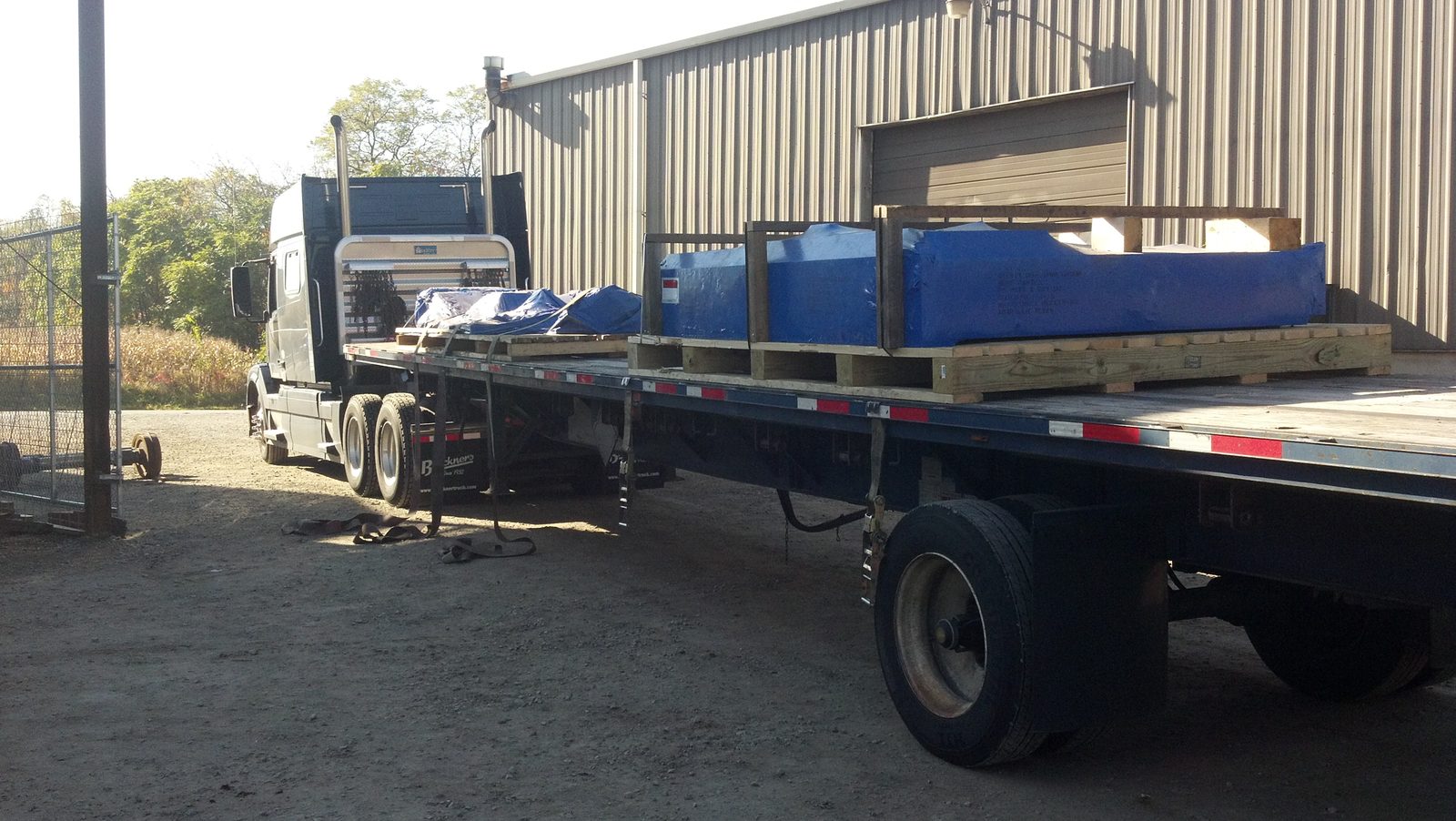 Finished coated fabrication crated for shipment at Westmoreland Steel