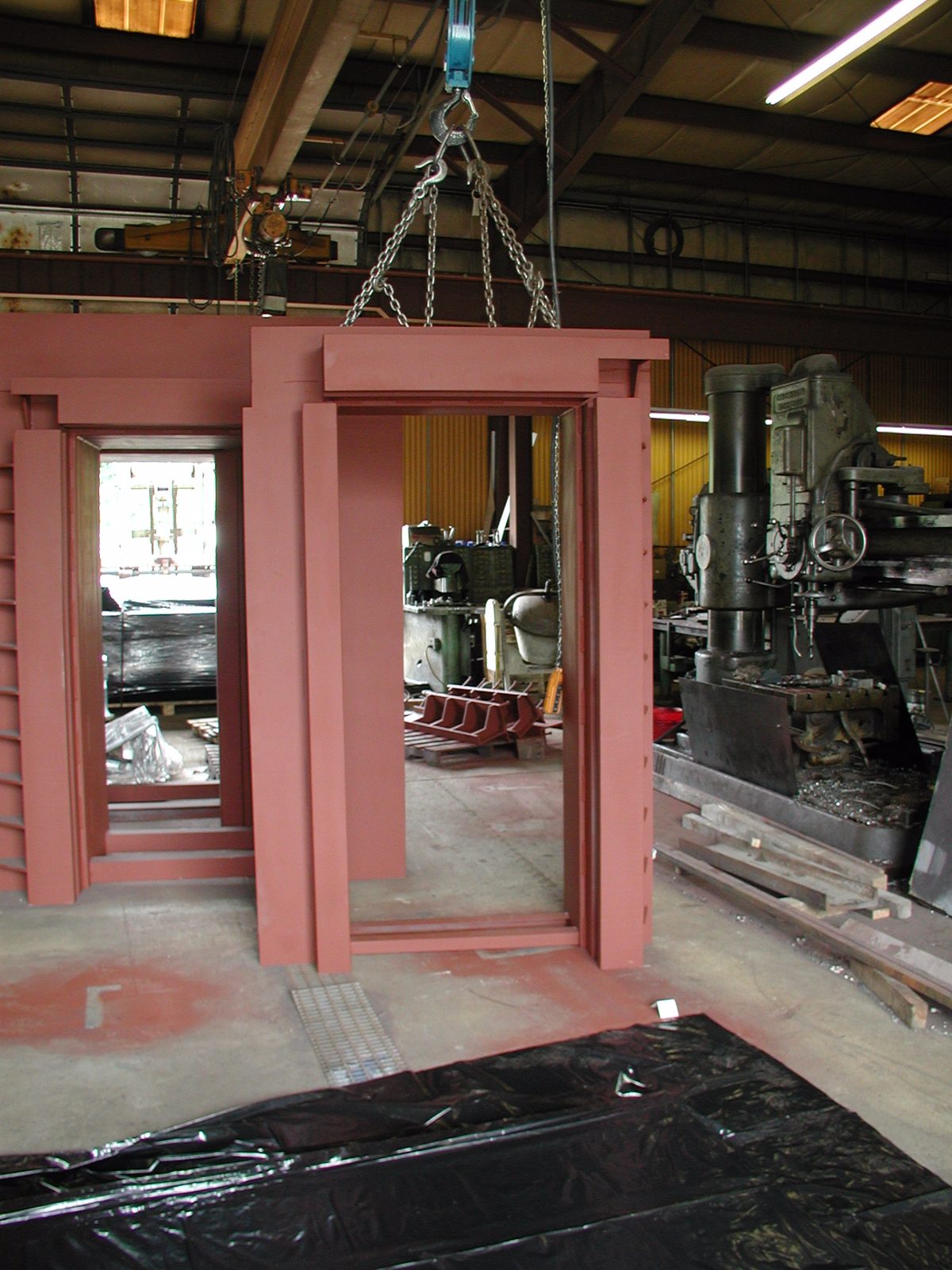 Primed heavy structural steel frame assembly