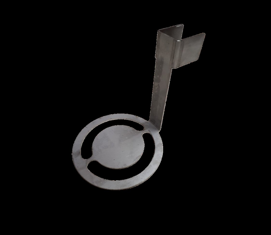 Laser-cut steel plate with machined ring detail